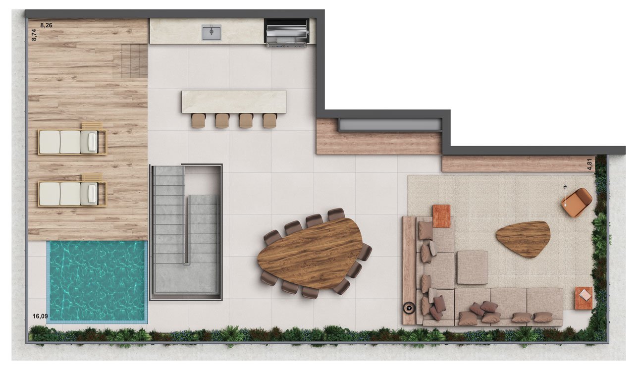 Planta Cobertura 313m²- superior